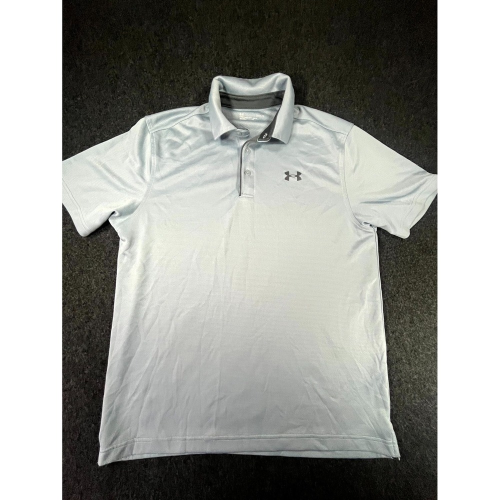 Under Armour Performance Polo Shirt Mens Large Gray Black Loose Fit Golf Tennis